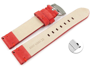 Schnellwechsel Uhrenarmband rot Veluro Leder ohne Polster 24mm Schwarz