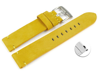 Schnellwechsel Uhrenarmband gelb Veluro Leder ohne Polster 22mm Stahl