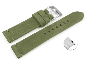 Schnellwechsel Uhrenarmband Khaki Veluro Leder ohne Polster 20mm Schwarz