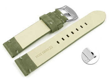 Schnellwechsel Uhrenarmband Khaki Veluro Leder ohne Polster 20mm Schwarz