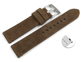 Schnellwechsel Uhrenarmband braun Veluro Leder ohne Polster 20mm Schwarz