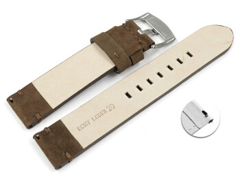 Schnellwechsel Uhrenarmband braun Veluro Leder ohne Polster 20mm Schwarz