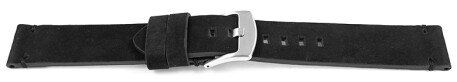 Schnellwechsel Uhrenarmband schwarz Veluro Leder ohne Polster 18mm Stahl