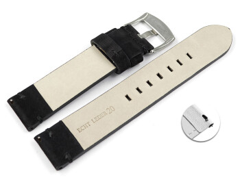 Schnellwechsel Uhrenarmband schwarz Veluro Leder ohne Polster 22mm Gold
