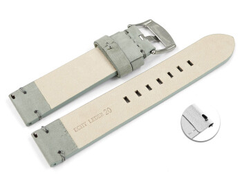 Schnellwechsel Uhrenarmband grau Veluro Leder ohne Polster 22mm Schwarz