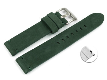Schnellwechsel Uhrenarmband dunkelgrün Veluro Leder ohne Polster 20mm Schwarz