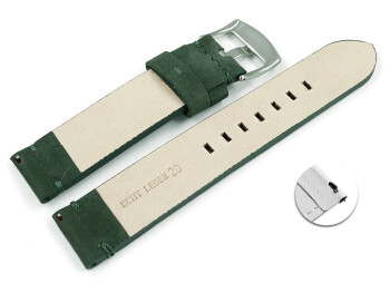 Schnellwechsel Uhrenarmband dunkelgrün Veluro Leder ohne Polster 22mm Stahl