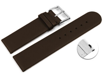 Schnellwechsel Uhrenarmband hydrophobiertes Leder Wasserfest  dunkelbraun 22mm Stahl