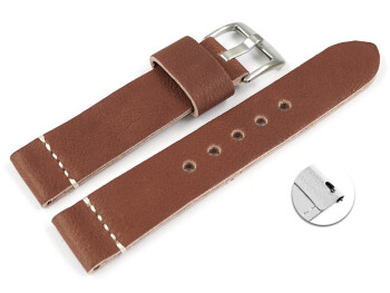 Schnellwechsel Uhrenarmband braun sehr weiches Leder Modell Bari 20mm Stahl
