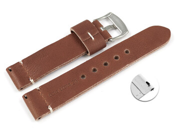 Schnellwechsel Uhrenarmband braun sehr weiches Leder Modell Bari 20mm Stahl