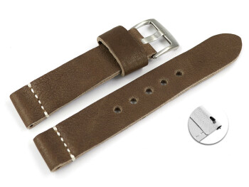 Schnellwechsel Uhrenarmband altbraun sehr weiches Leder Modell Bari 26mm Gold