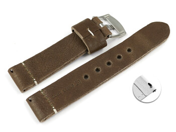 Schnellwechsel Uhrenarmband altbraun sehr weiches Leder Modell Bari 26mm Gold
