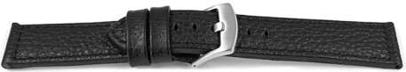 Schnellwechsel Uhrenarmband schwarzes weiches genarbtes Leder 22mm Stahl