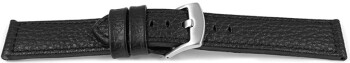 Schnellwechsel Uhrenarmband schwarzes weiches genarbtes Leder 22mm Stahl