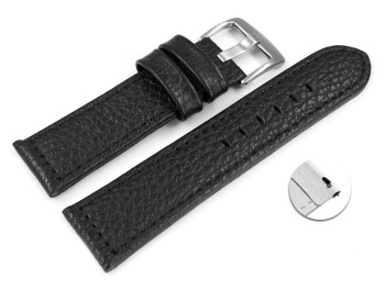 Schnellwechsel Uhrenarmband schwarzes weiches genarbtes Leder 22mm Gold
