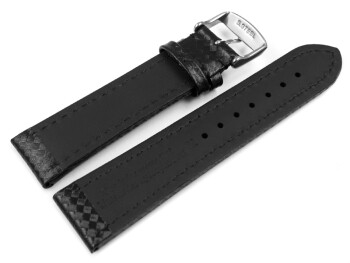 Uhrenarmband - Leder - Carbon Prägung - schwarz TiT