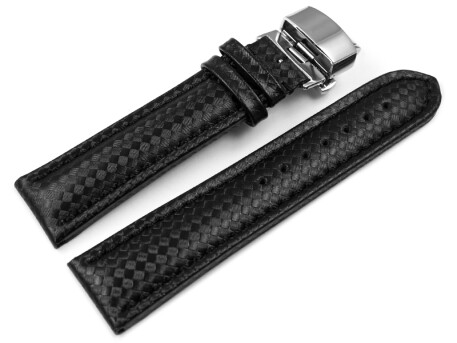 Uhrenarmband mit Butterfly Leder Carbon Prägung...