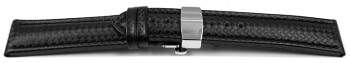 Uhrenarmband mit Butterfly Leder Carbon Prägung schwarz TiT 18mm 20mm 22mm 24mm