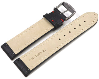 Uhrenarmband gepolstert Kroko Prägung Leder schwarz...