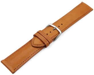 Uhrenarmband hellbraun vegetabil gegerbtes Leder leicht gepolstert 12mm - 22mm