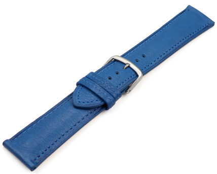 Uhrenarmband blau vegetabil gegerbtes Leder leicht gepolstert 12mm - 22mm