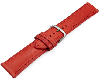 Uhrenarmband rot vegetabil gegerbtes Leder leicht gepolstert 12mm - 22mm