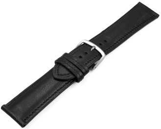 XL Uhrenarmband schwarz vegetabil gegerbtes Leder leicht gepolstert 12mm - 22mm