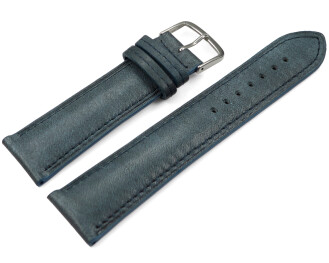 Uhrenarmband graublau vegetabil gegerbtes Leder leicht gepolstert 22mm Stahl
