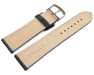 Uhrenarmband graublau vegetabil gegerbtes Leder leicht gepolstert 22mm Stahl