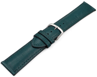 Uhrenarmband dunkelgrün vegetabil gegerbtes Leder leicht gepolstert 22mm Stahl