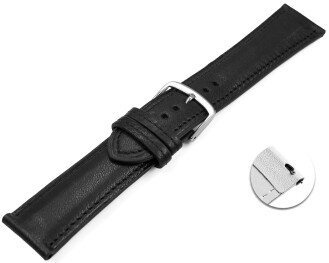 Schnellwechel Uhrenarmband schwarz vegetabil gegerbtes Leder leicht gepolstert 12mm - 22mm