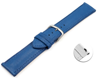Schnellwechel Uhrenarmband blau vegetabil gegerbtes Leder leicht gepolstert 12mm - 22mm