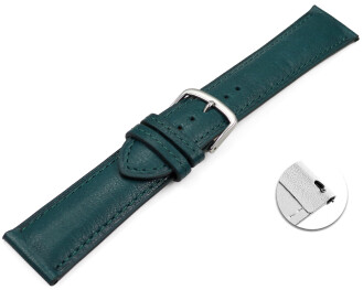 Schnellwechel Uhrenarmband dunkelgrün vegetabil gegerbtes Leder leicht gepolstert 12mm - 22mm