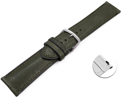 Schnellwechel Uhrenarmband Khaki vegetabil gegerbtes Leder leicht gepolstert 12mm - 22mm