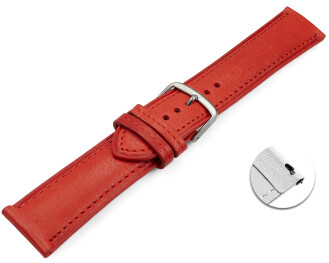 Schnellwechel Uhrenarmband rot vegetabil gegerbtes Leder leicht gepolstert 12mm - 22mm