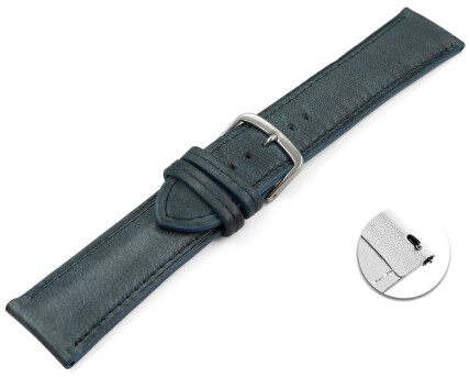 XS Schnellwechsel Uhrenarmband graublau vegetabil gegerbtes Leder leicht gepolstert 12mm - 22mm