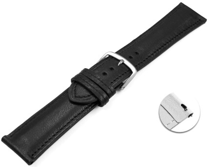 XL Schnellwechsel Uhrenarmband schwarz vegetabil gegerbtes Leder leicht gepolstert 12mm - 22mm