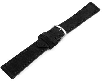 Uhrenarmband schwarz raues Velourleder 18mm 20mm