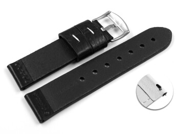 Schnellwechsel Uhrenarmband - Ranger - massives Leder - schwarz XL 22mm Schwarz