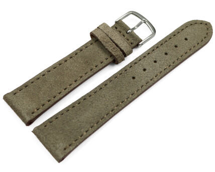 Uhrenarmband Taupe raues Velourleder 18mm 20mm