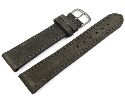 Uhrenarmband dunkelgrau raues Velourleder 18mm 20mm