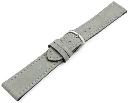 Uhrenarmband hellgrau raues Velourleder 18mm 20mm