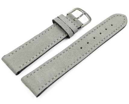 Uhrenarmband hellgrau raues Velourleder 18mm 20mm
