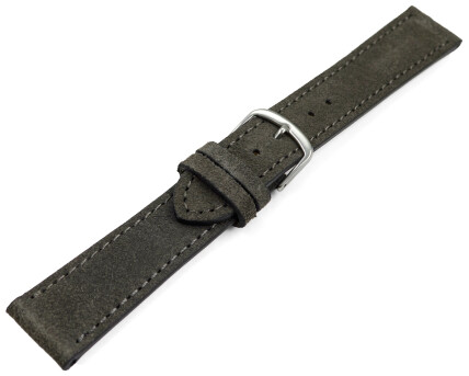 XL Uhrenarmband dunkelgrau raues Velourleder 18mm 20mm