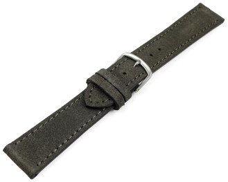XL Uhrenarmband dunkelgrau raues Velourleder 18mm 20mm