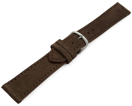 XL Uhrenarmband dunkelbraun raues Velourleder 18mm 20mm