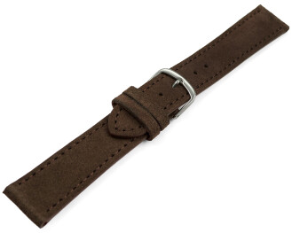 XL Uhrenarmband dunkelbraun raues Velourleder 18mm 20mm