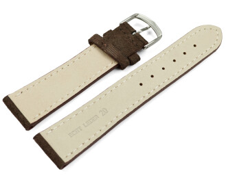 XL Uhrenarmband dunkelbraun raues Velourleder 18mm 20mm