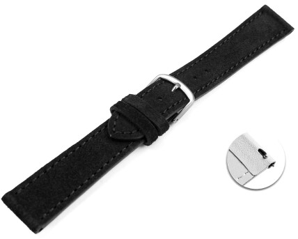 XS Schnellwechsel Uhrenarmband schwarz raues Velourleder 18mm 20mm