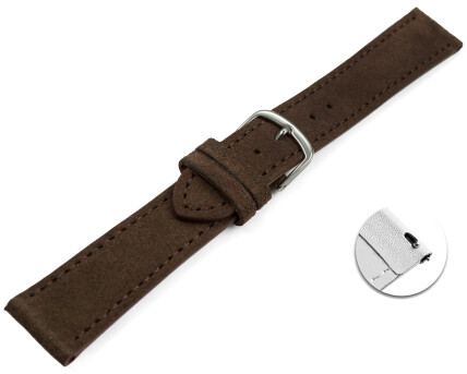 XS Schnellwechsel Uhrenarmband dunkelbraun raues Velourleder 18mm 20mm